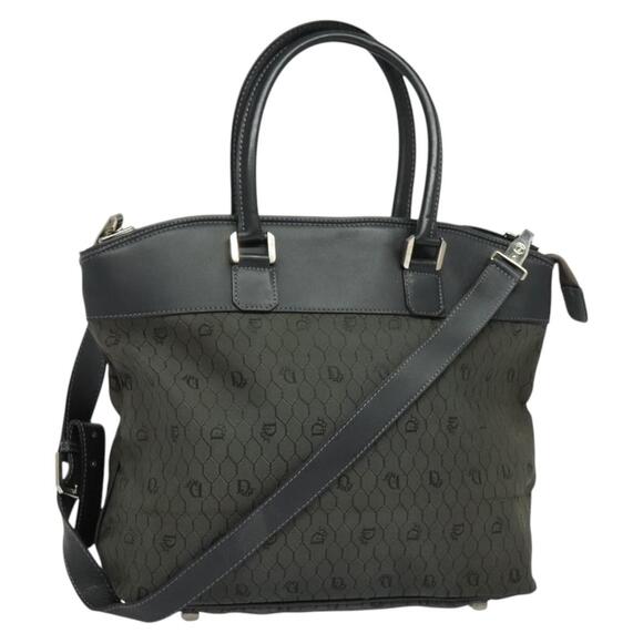 DIOR Honeycomb Canvas Hand Bag Black Silver - Picture 1 of 12